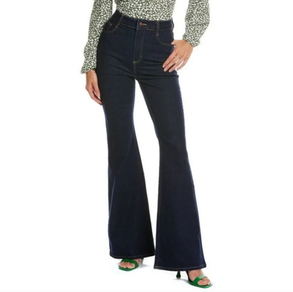 Boden High Waist Smart‎ Flare Jeans Long Stretch Denim